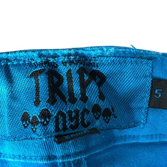 Tripp NYC Skull Pants Women’s 5 Blue Cotton Stretch Skinny Leg 5-Pockets - Picture 6 of 12